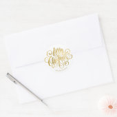 Fancy script met Gold Foil bedrukt met "pretkerst" Ronde Sticker (Envelop)