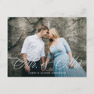 Fancy script Mr. & Mrs Wedding Elopement Briefkaart