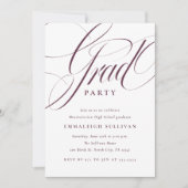 Fancy Script Paarse Afstudeerfeest Kaart (Voorkant)