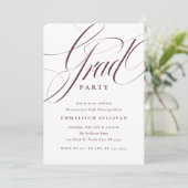 Fancy Script Paarse Afstudeerfeest Kaart (Staand voorkant)