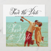Fancy Script | Photo Save the Date Announcement (Devant / Derrière)