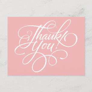 Fancy Script Powder Pink Thank You Card Briefkaart