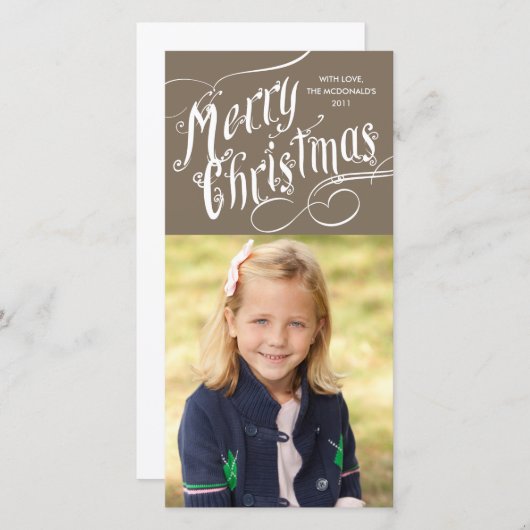 Fancy Script Prettig Kerstfeest Feestdagenkaart (Voorkant / Achterkant)