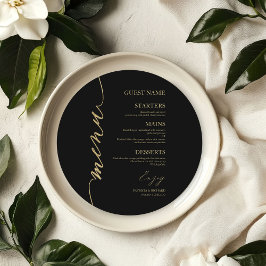 Fancy Script Ronde Trouwmenu Kaart Voor Bord
