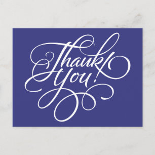 Fancy script Royal Blue bedankkaart Briefkaart
