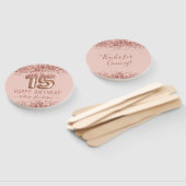 Fancy script roze glitter Happy 15th Birthday Handwaaier (Niet-gemonteerd)