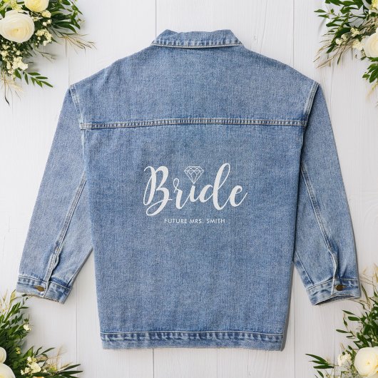 Fancy Script Typografie | Bride Gepersonaliseerd  Denim Jacket