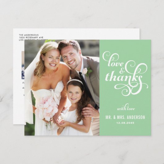 Fancy Script Wedding Hartelijk dank Briefkaart | M (Voorkant / Achterkant)