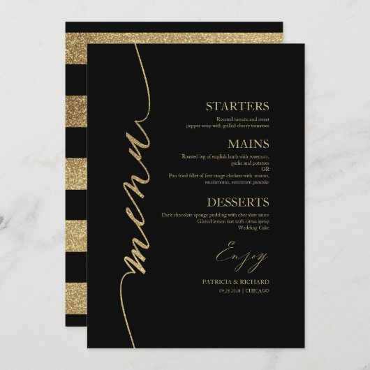 Fancy Script Wedding Menu Card voor Bord Kaart (Voorkant / Achterkant)