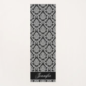 Fancy Script White en Black Damask Yogamat (Voorkant)