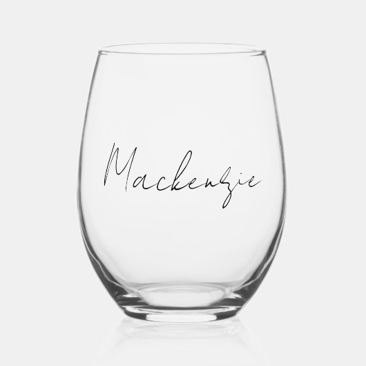 Fancy script wijnglas zonder voet (Voorkant)