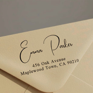 Fancy scriptadres 	rubberstempel