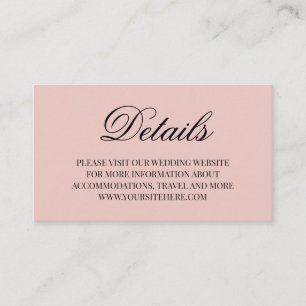 Fancy scriptkalligrafie bruiloft - details onduide informatiekaartje