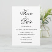 Fancy scriptkalligrafie zwart-wit save the date (Staand voorkant)