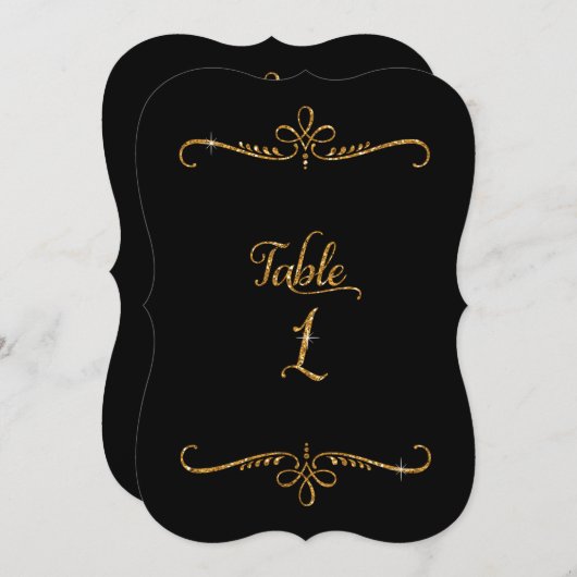 Fancy scriptletters Tabel nummer 1 Recepties Kaart (Voorkant / Achterkant)