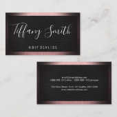 Fancy scriptlettertype | leer | metalen rand visitekaartje (Voorkant / Achterkant)