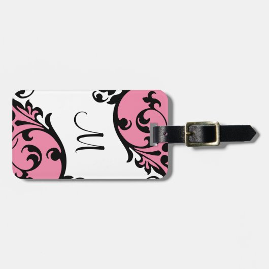 Fancy Scroll Monogram Bagagelabel (Voorkant horizontaal)