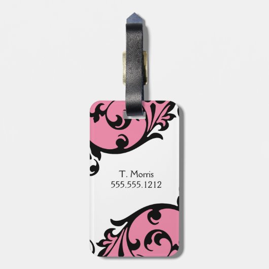 Fancy Scroll Monogram Bagagelabel (Achterkant verticaal)