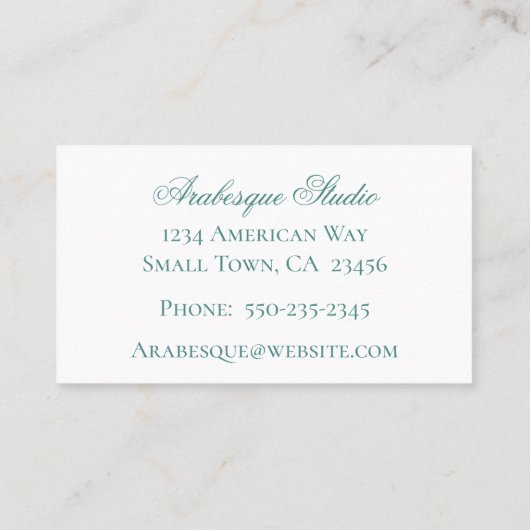 Fancy Scrollwork Blanc sur Carte de visite bleu (Dos)