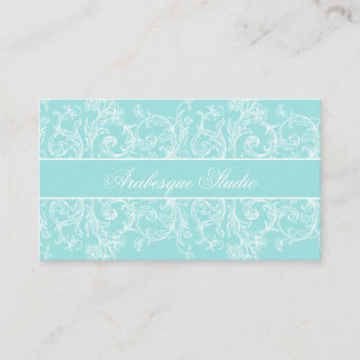 Fancy Scrollwork Blanc sur Carte de visite bleu