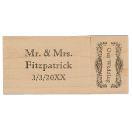 Fancy  Scrollwork Onze huwelijksnaam en -datum Houten USB Stick
