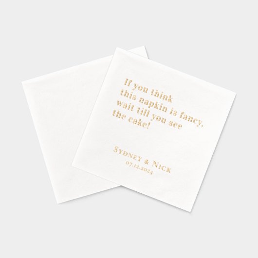 Fancy | Serviettes de mariage personnalisées dorée (Verso)