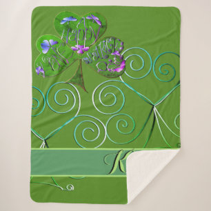 Fancy Shamrock-belettering Sherpa Deken