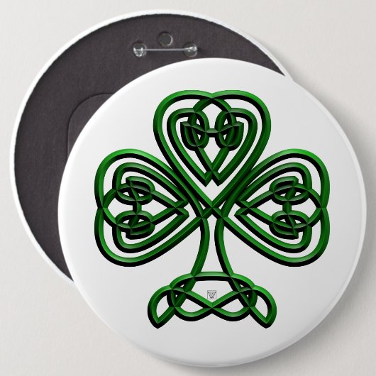 Fancy Shamrock Ronde Button 6,0 Cm (Voorkant /achterkant)