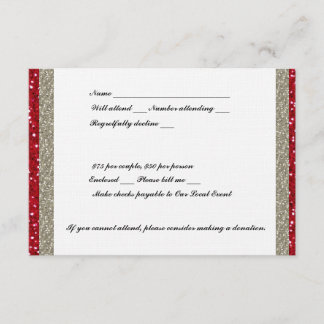 Fancy Silver- en Red Event RSVP Kaartje