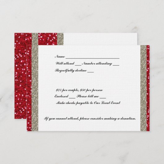 Fancy Silver et Red Event RSVP (Devant / Derrière)
