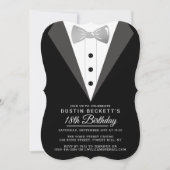 Fancy Silver Foil Tuxedo 18th Birthday Kaart (Voorkant)