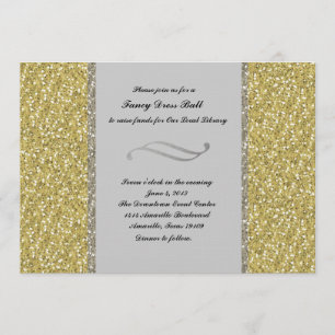 Fancy Silver Gold Glitter Event Invitation Kaart