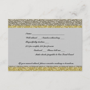 Fancy Silver Gold Glitter Event RSVP Kaartje