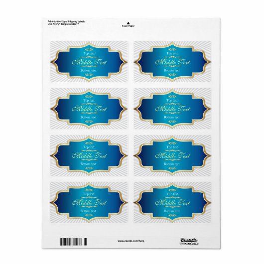 Fancy stijl Jam Jelly Label Blue (Full Sheet)