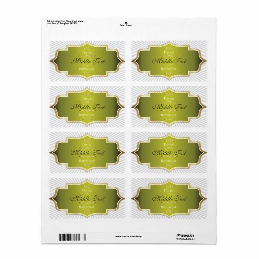 Fancy stijl Jam Jelly Label Green (Full Sheet)