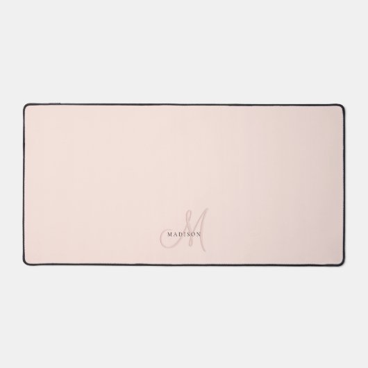 Fancy Stijlvol Blush Pink Monogram Script Bureaumat (Voorkant)