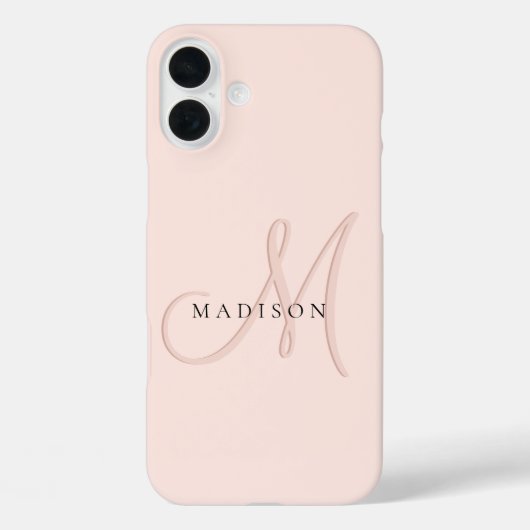 Fancy Stijlvol Blush Pink Monogram Script Case-Mate iPhone Case (Achterkant)