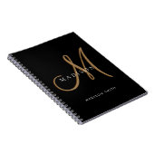 Fancy stijlvol zwart en goud monogram schrift notitieboek (Rechterzijde)