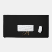 Fancy Stijlvol Zwart en Goud Monogram Script Bureaumat (Keyboard & Muis)