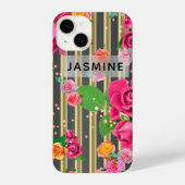 Fancy stijlvolle grafische Rozen op gouden en zwar iPhone Hoesje (Achterkant)