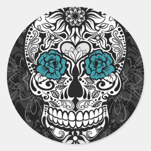 Fancy Sugar Skull Dag van de Dode Sticker (Voorkant)