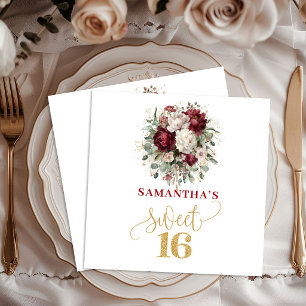 Fancy Sweet 16 Blush Burgundy Goud Servetten