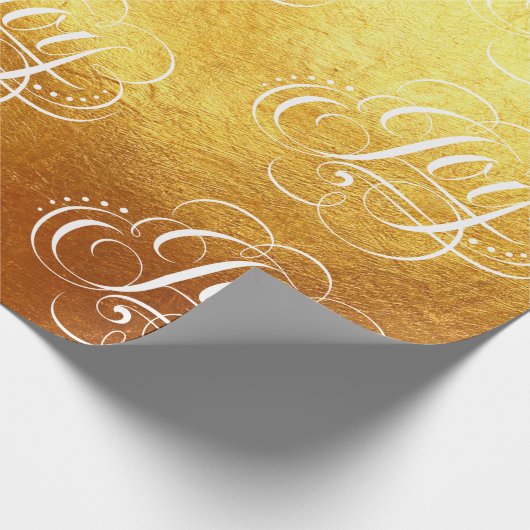 Fancy Swirly Joy Gold Foil Lettering Kalligrafie Cadeaupapier (Hoek)
