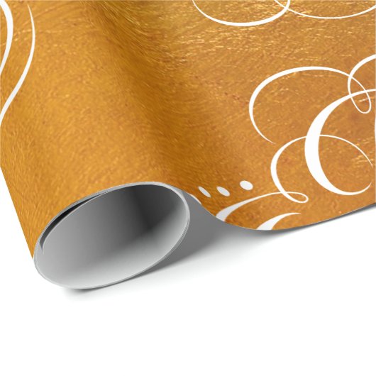 Fancy Swirly Joy Gold Foil Lettering Kalligrafie Cadeaupapier (Rol Hoek)