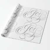 Fancy Swirly Joy Silver kerstkalligrafie Cadeaupapier (Uitgerold)