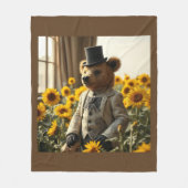 Fancy Teddy bear in the sunflowers Fleece Deken (Voorkant)