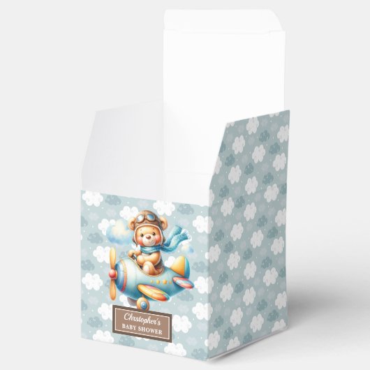 Fancy teddybeer piloot Baby shower gunstbox Bedankdoosjes (Geopend)