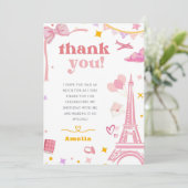 Fancy Tour Eiffel rose Paris Carte de remerciement (Debout devant)