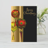 Fancy Tree Ornamenten Rood Goud Kerstfeest Kaart (Staand voorkant)