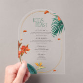 Fancy Tropical Flowers Wedding Menu Acryl Uitnodigingen (Insitu (Draagbaar))